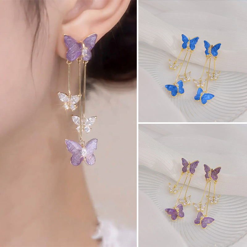BowLift | Crystal Butterfly Tassel Earrings