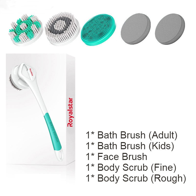 BowLift | All-in-One Rechargeable Body Brush Set, with 7 Replaceable Heads & Long Handle for Body, Face, Foot, Adult & Kids