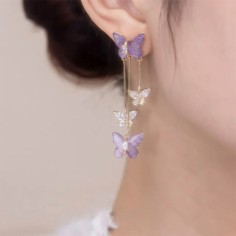 BowLift | Crystal Butterfly Tassel Earrings
