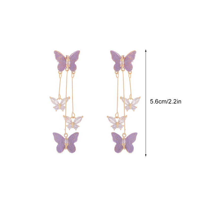 BowLift | Crystal Butterfly Tassel Earrings