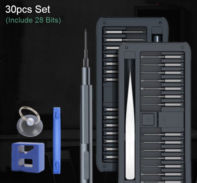 BowLift | 30-in-1 Precision Screwdriver Kit with 45mm Length Screwdriver Bits, 28 Different Bits, for Watches, Camera, Computer, Phone, Toys & More