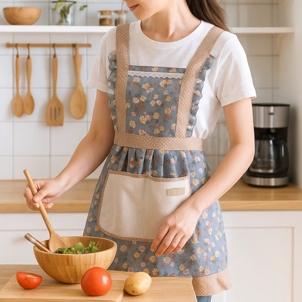 BowLift | Cotton Kitchen Apron Floral Cooking