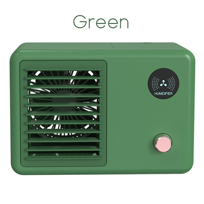 BowLift | 2-in-1 Wireless Retro Radio-shape Fan with Humidifier, with Night Light, 3 Wind Modes & Adjustable Angle, for Desk, Table & More