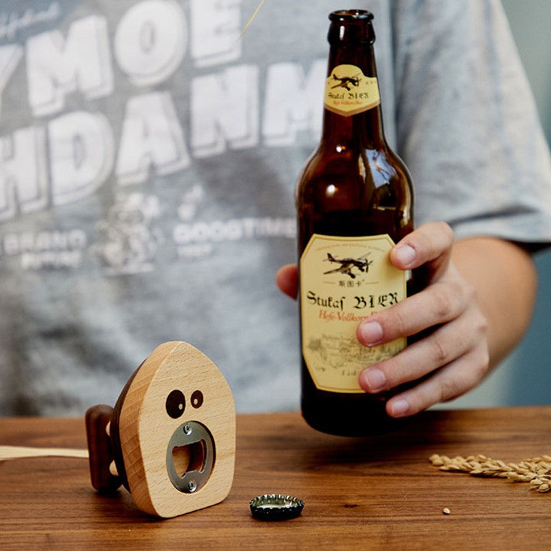 BowLift | Iron-shape Wood Bottle Opener with Magnetic Bottle Cap Collector