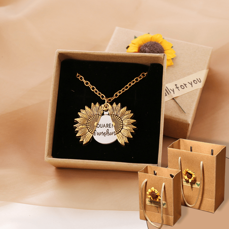 BowLift | "You Are My Sunshine" Sunflower Necklace(Double-sided engraving)