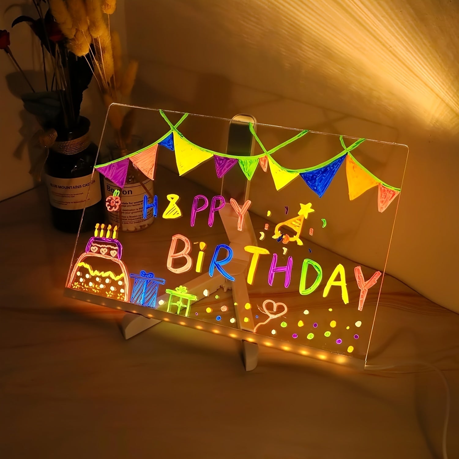BowLift | USB LED Noteboard with 12 Colored Pens - Bright Message Board for Office & Home