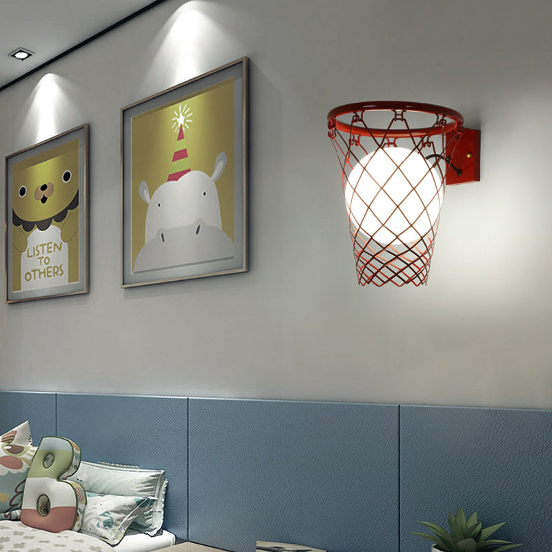 BowLift | Slamora Children's Wall Light | Basketball Hoop Design | Glass & Metal | Art Deco Style | Bedroom Light