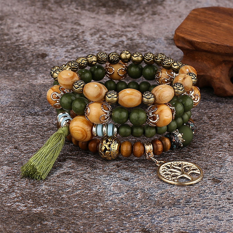BowLift | Boho Multilayer Wooden Bead Bracelet