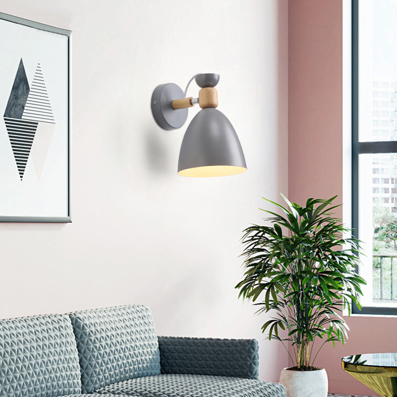 BowLift | Modern Minimalistic Round Horn Aluminum Wood 1-Light Wall Lamp for Bedroom