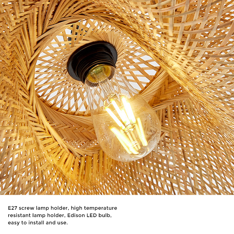BowLift | Rattan Woven Bamboo - Pendant Light - Led - Light