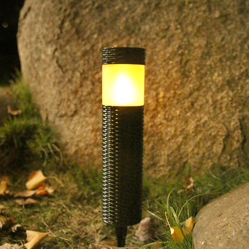 BowLift | Outdoor Solar Rattan Cylindrical LED Garden Lawn In-ground Landscape Light