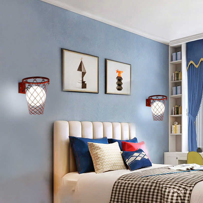 BowLift | Slamora Children's Wall Light | Basketball Hoop Design | Glass & Metal | Art Deco Style | Bedroom Light