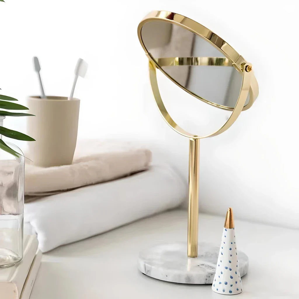 BowLift | Natural Marble 360 Rotating Makeup Vanity Mirror