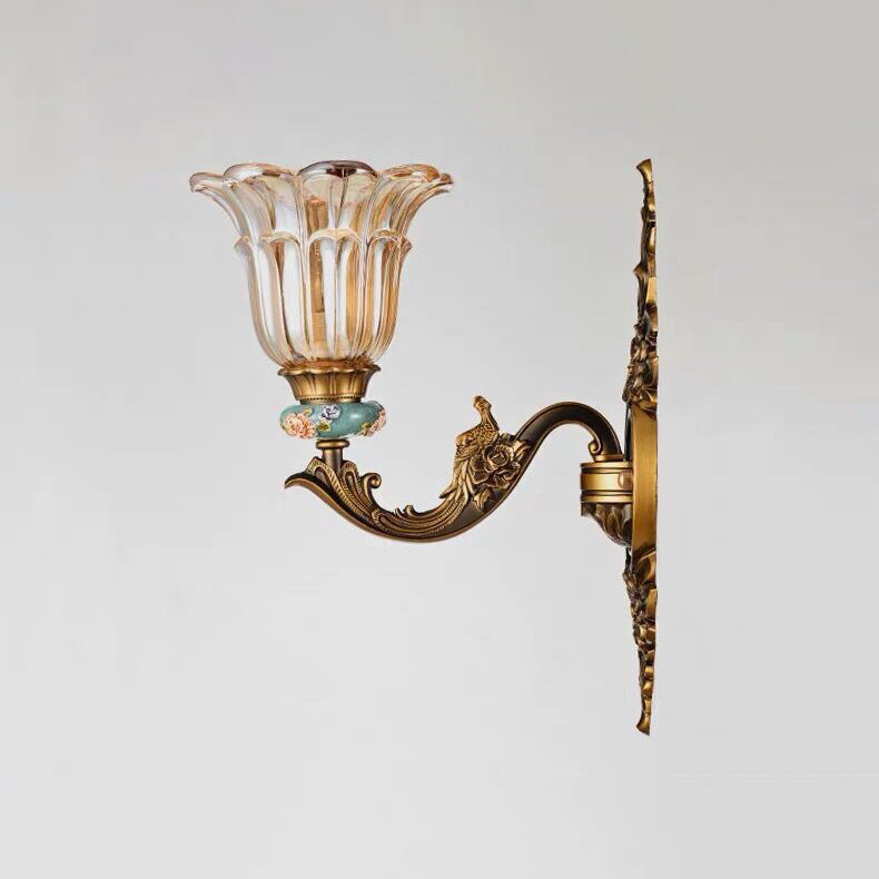 BowLift | FlorisLuxe European Wall Lamp | Blossom Design | 1-2 Flames | High-Quality Resin & Glass | Elegance for Living Room & Hallway