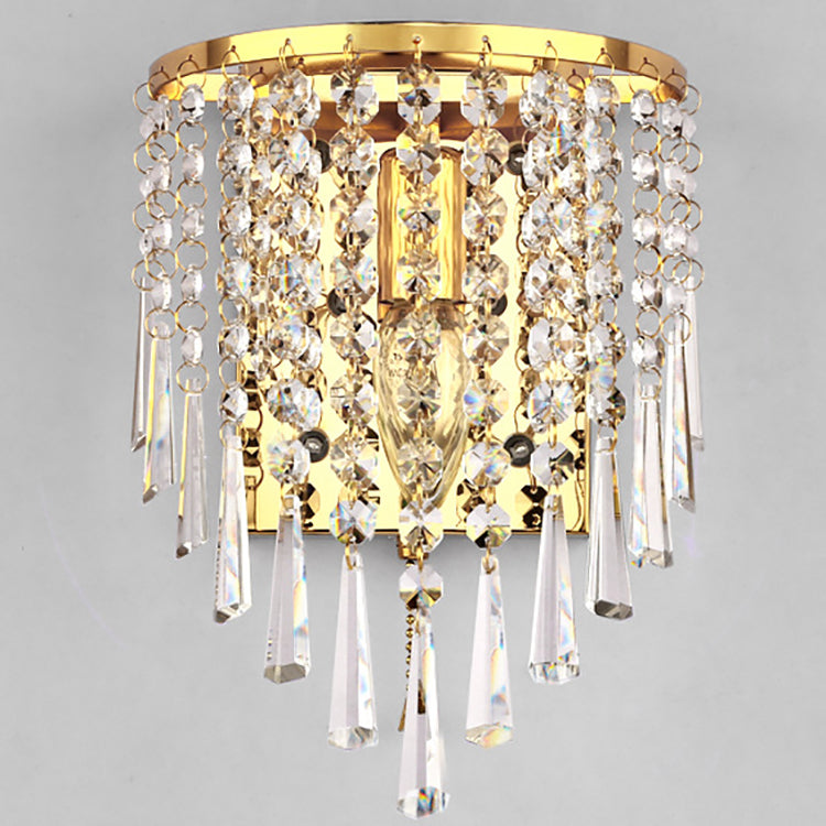 BowLift | Modern Luxury Semi-Round Octagonal Pearl Stainless Steel Crystal 1-Light Wall Sconce Lamp for Living Room