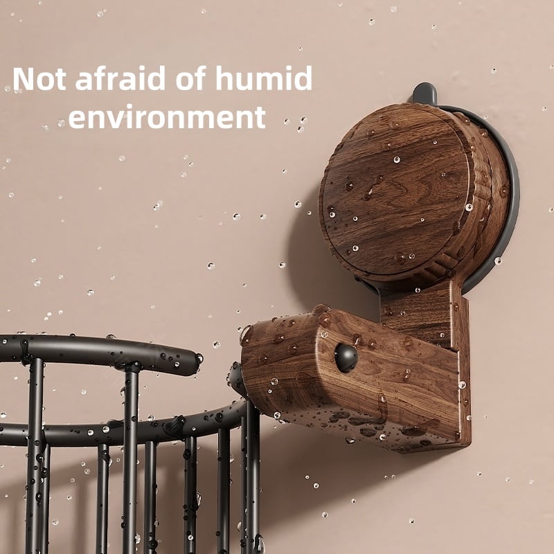 BowLift | Walnut Wood Toilet Paper Holder – Drill-Free with Suction Cup