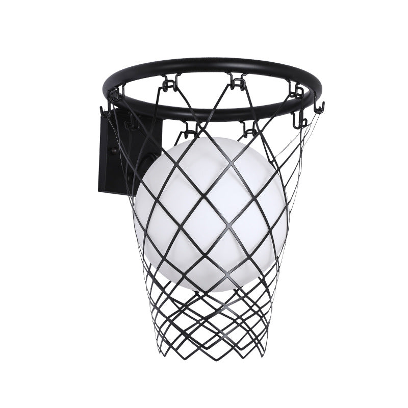 BowLift | Slamora Children's Wall Light | Basketball Hoop Design | Glass & Metal | Art Deco Style | Bedroom Light