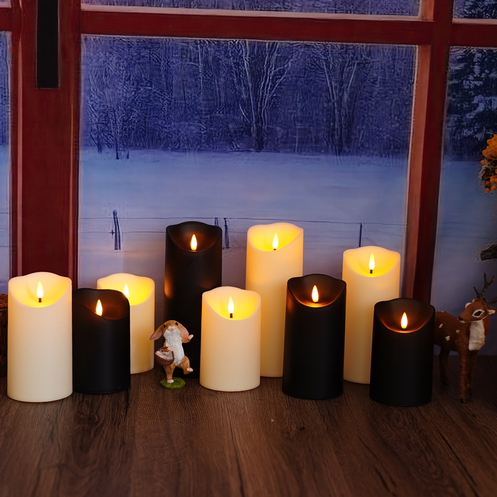 BowLift | GlowLuxe Flameless LED Candles Set (9-piece) – With Remote Control and Glitter Finish