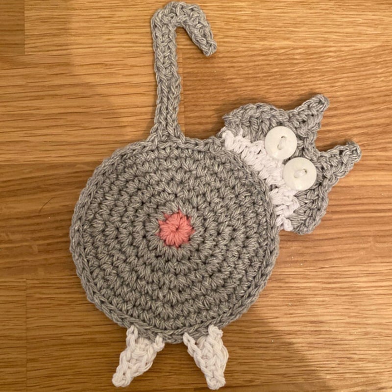 BowLift | Cute Knitted Kitten Butt Coasters