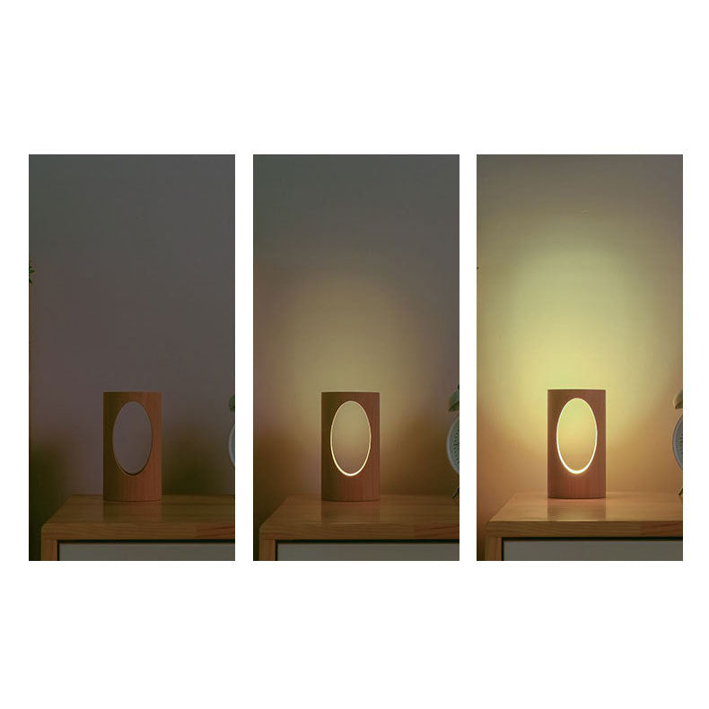 BowLift | Japanese solid wood rectangular column LED night lamp USB table lamp