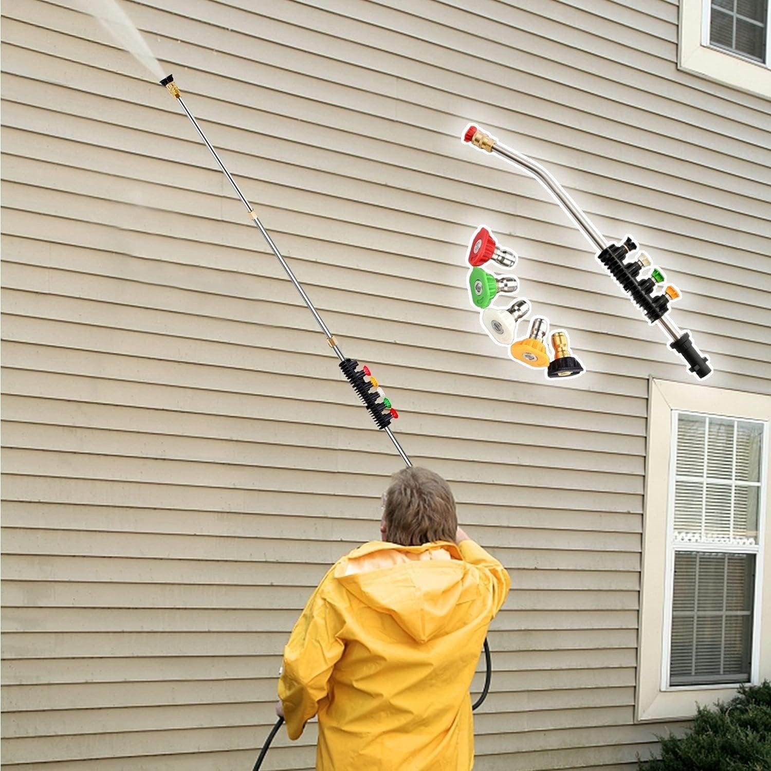 BowLift | 4000 PSI Telescoping High Pressure Washer Wand Set for Gutter & Roof Drainage & Walls Cleaning