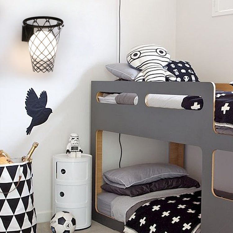 BowLift | Slamora Children's Wall Light | Basketball Hoop Design | Glass & Metal | Art Deco Style | Bedroom Light