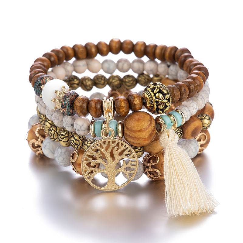 BowLift | Boho Multilayer Wooden Bead Bracelet