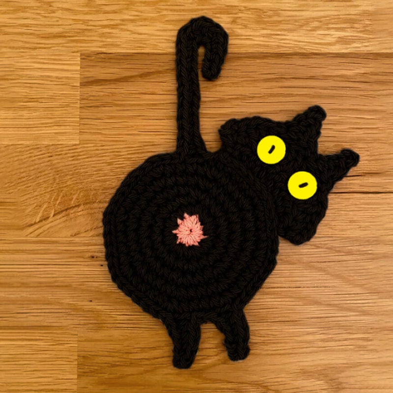 BowLift | Cute Knitted Kitten Butt Coasters