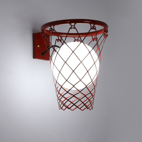BowLift | Slamora Children's Wall Light | Basketball Hoop Design | Glass & Metal | Art Deco Style | Bedroom Light