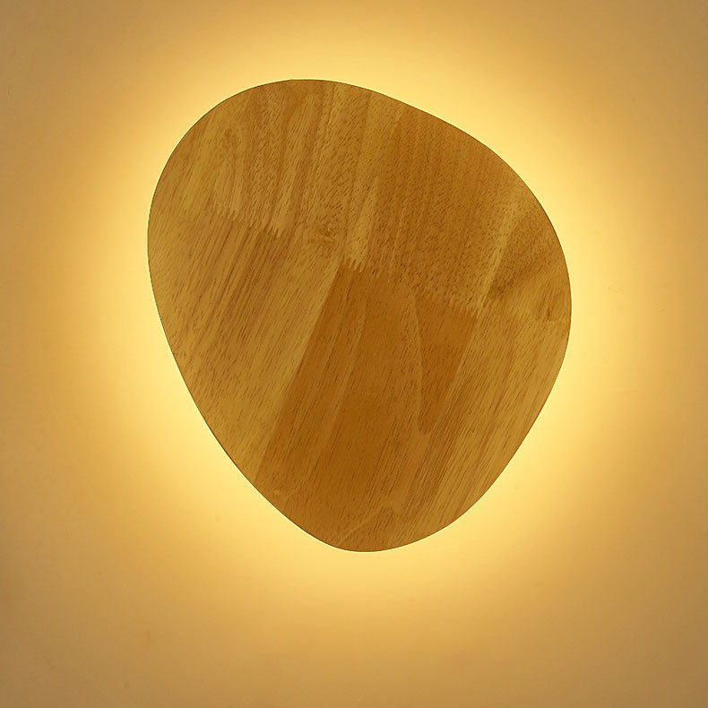 BowLift | Modern Minimalist Round Irregular Oval Wood LED Wall Light Lamp for Living Room