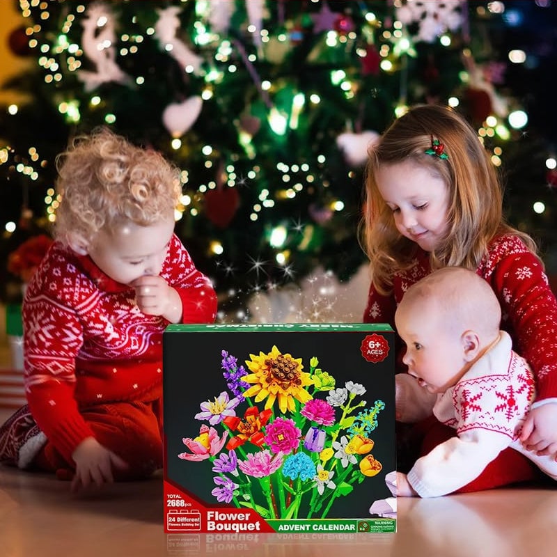 BowLift | Flower Bouquet Building Block Christmas Advent Calendar Set - Christmas Gift