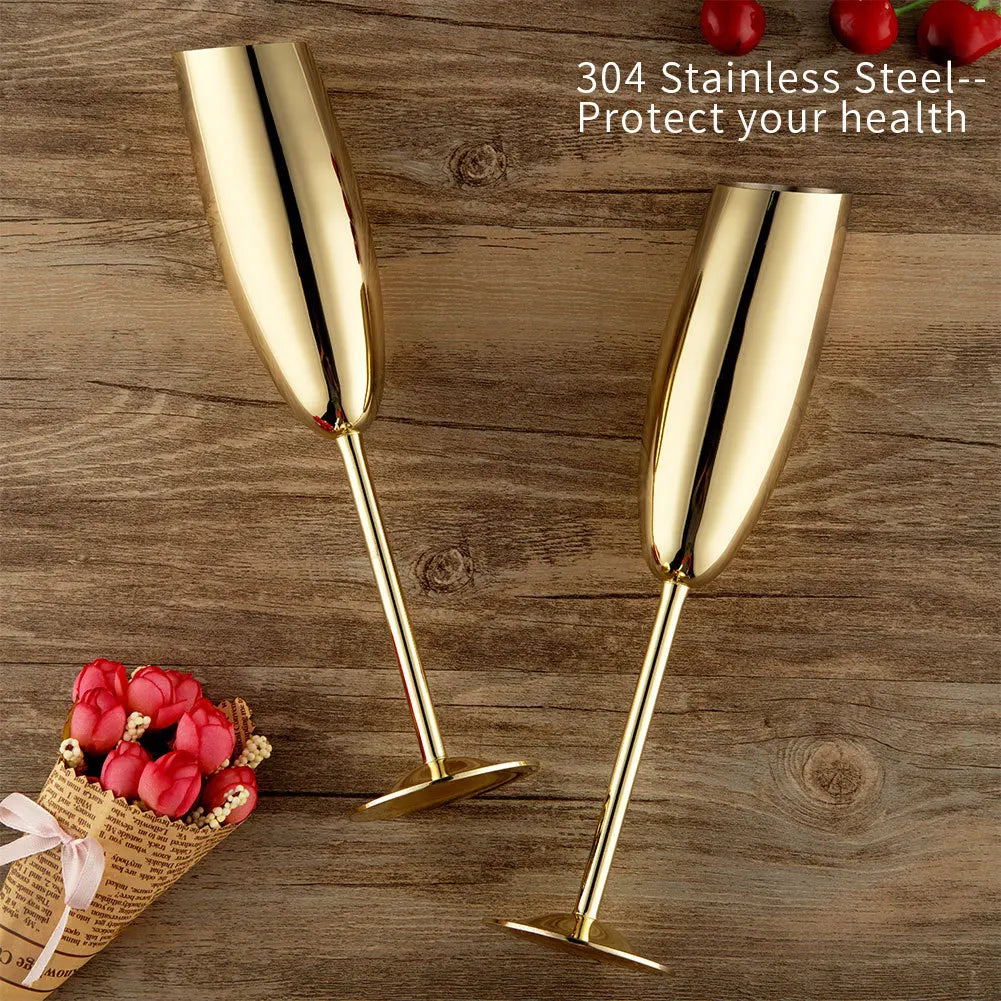 BowLift | 2 Pcs Stainless Steel Tall Champagne & Martini Glass Set for Cold Drinks