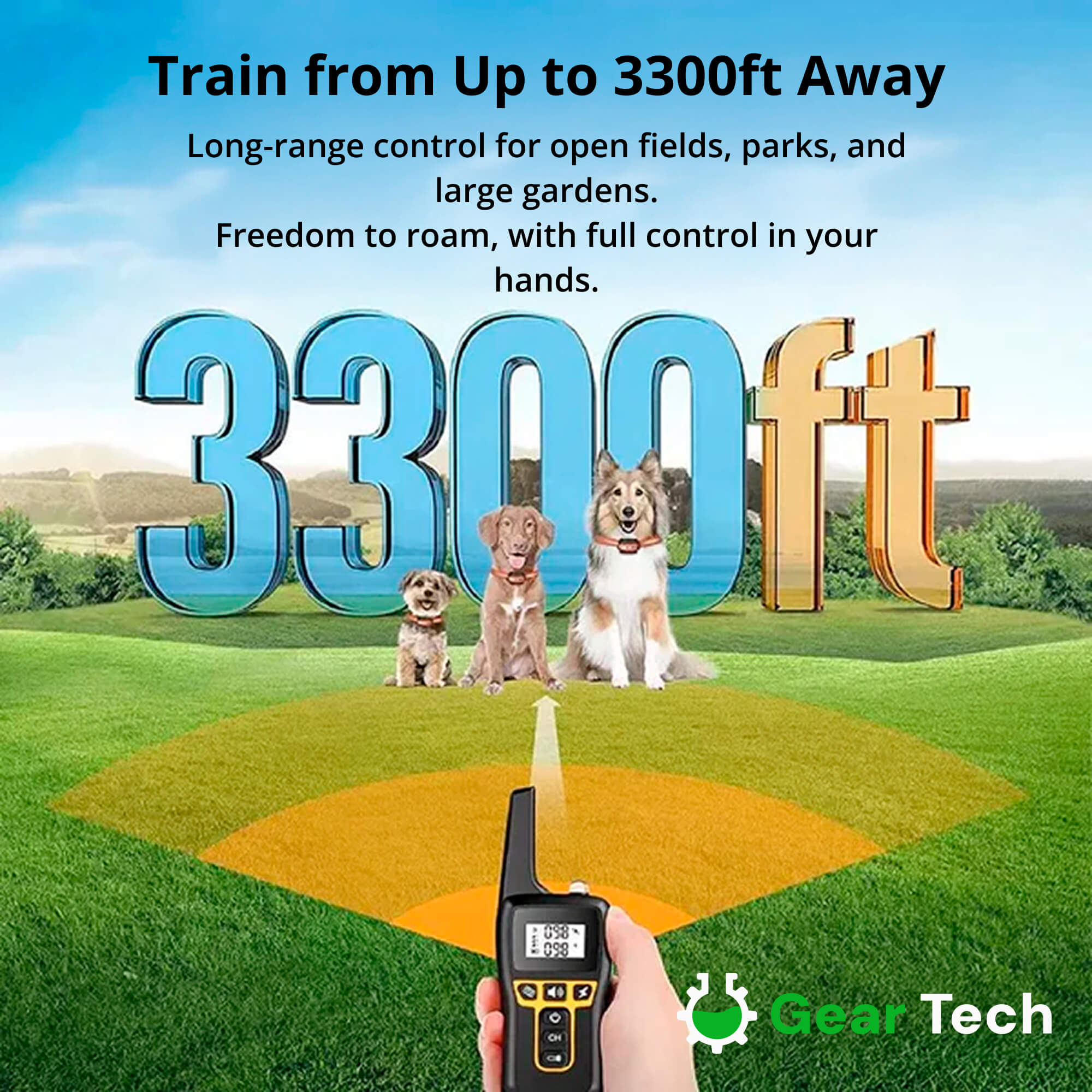BowLift | 1000m Waterproof Dog Training Collar | Rechargeable, Remote Control & Adjustable for Small, Medium, and Large Dogs