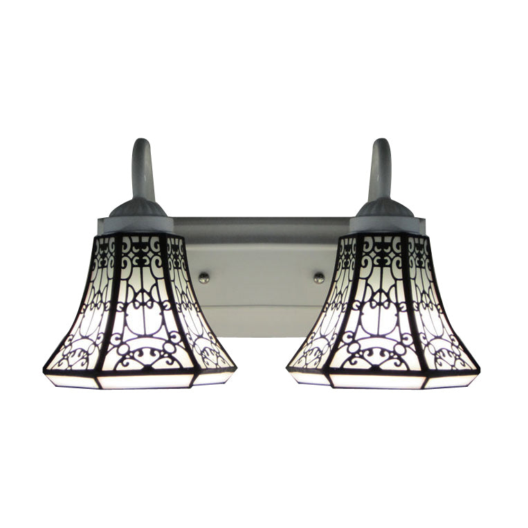 BowLift | Stained Glass White Wall Lamp Fixture Extended 2 Heads Tiffany Wall Lamp Fixture