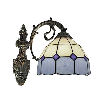 BowLift | Dome Shade Wall Mount Fixture Tiffany Speckled Glass 1 Light Wall Fixture Light for Stair