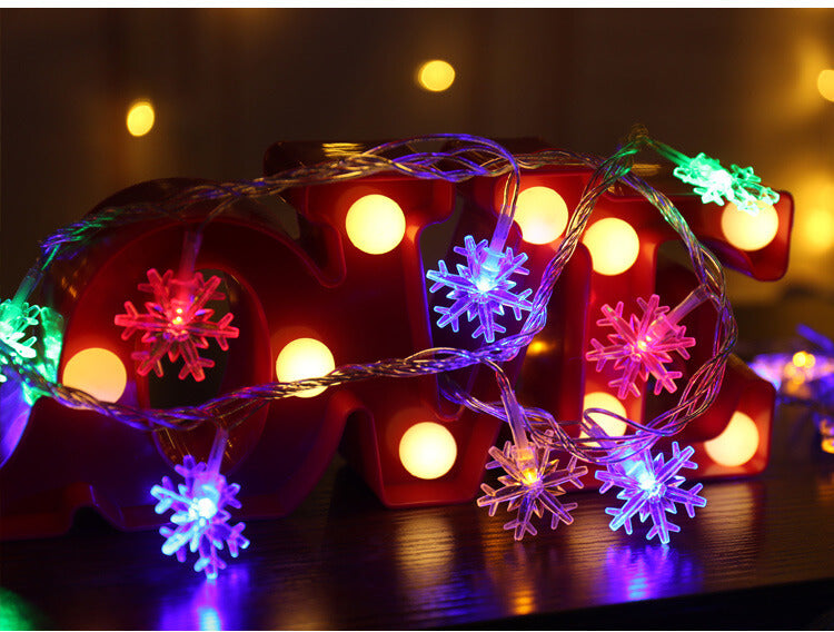 BowLift | LED String Lights Christmas Snowflake Colorful 20 Light LED Waterproof Outdoor String Lights