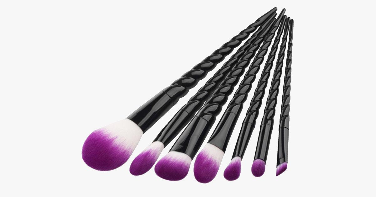 BowLift | Black Unicorn Makeup Brush Set with 7 Brushes – For the Perfect Blending