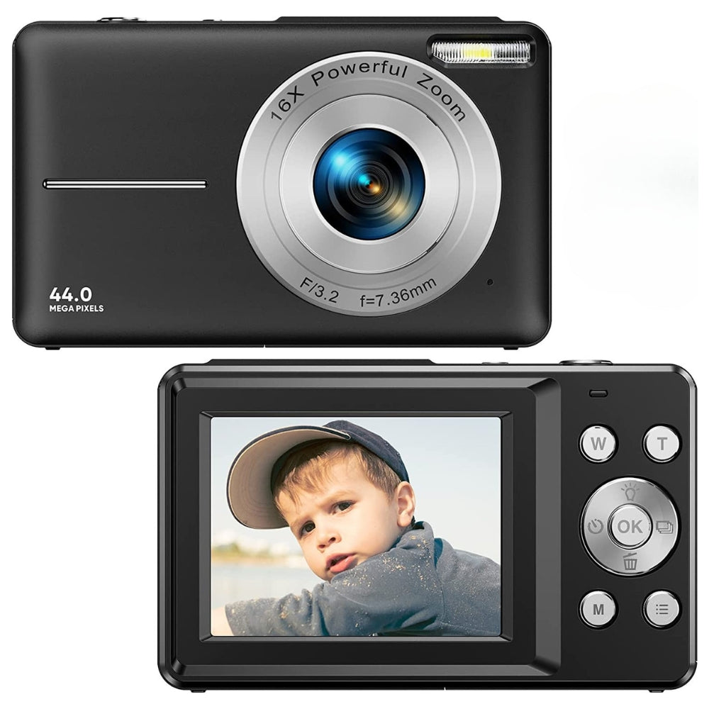 BowLift | Portable Digital Camera 1080P 44MP with 16X Zoom – Compact Vlogging Camera with LCD Screen, Rechargeable, Perfect for Teens and Students