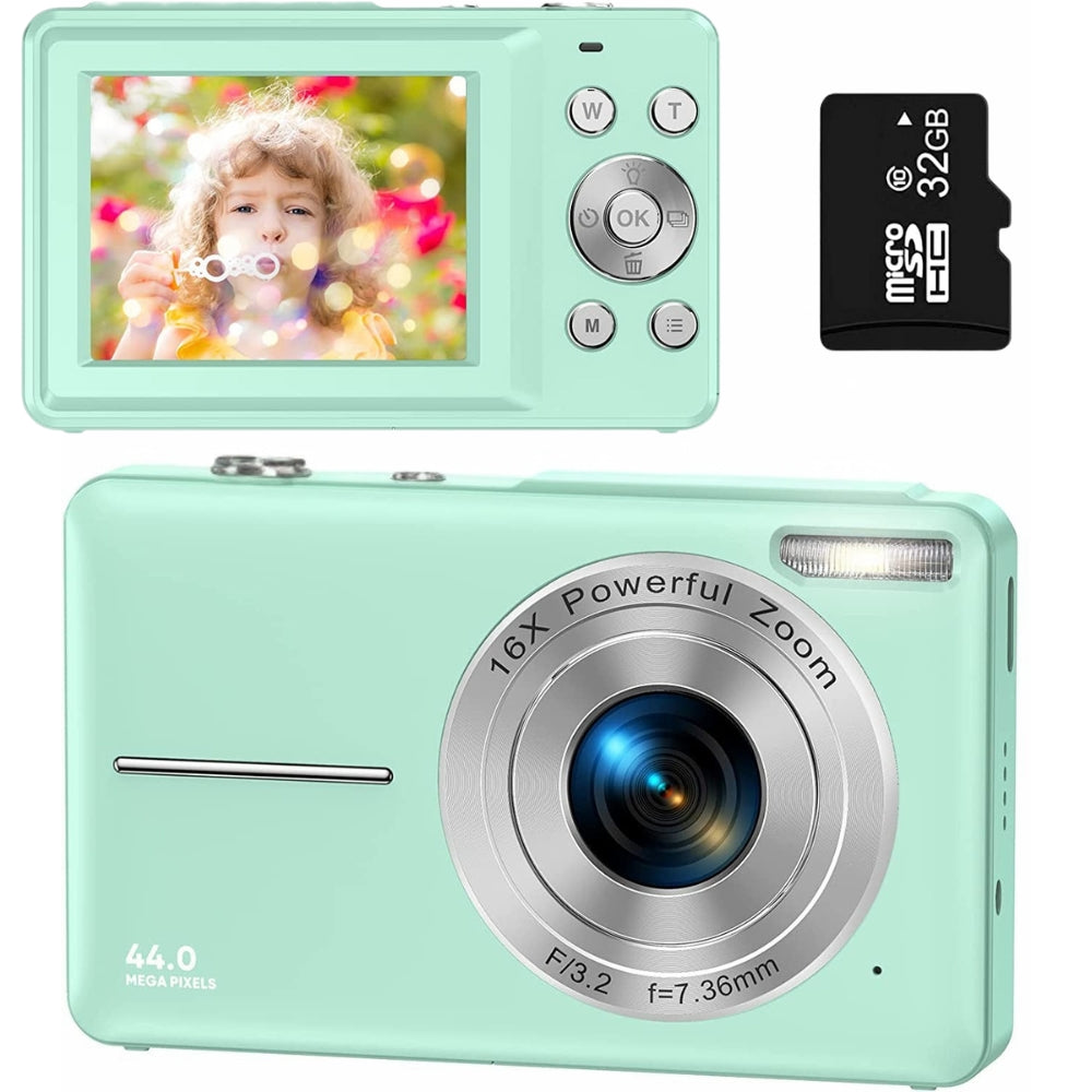 BowLift | Portable Digital Camera 1080P 44MP with 16X Zoom – Compact Vlogging Camera with LCD Screen, Rechargeable, Perfect for Teens and Students