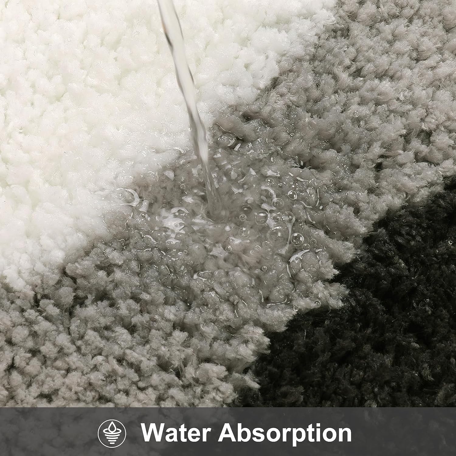 BowLift | Black Gradient Bath Mats, Carpet for Bathrooms, Cute Non-Slip Irregular Carpet for Shower Room