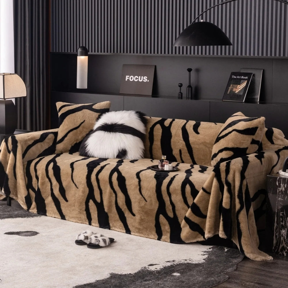 BowLift | Wild Stripes Zebra Fleece Sofa Cover