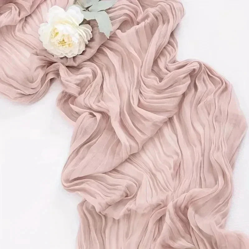 BowLift | 10 pieces voile cheese cloth table runner semi-transparent gauze dining table decoration for wedding party, wedding arch draping cloth
