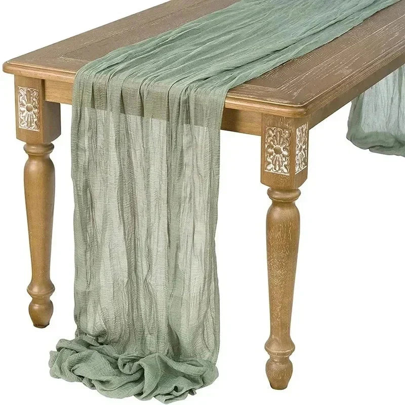 BowLift | 10 pieces voile cheese cloth table runner semi-transparent gauze dining table decoration for wedding party, wedding arch draping cloth