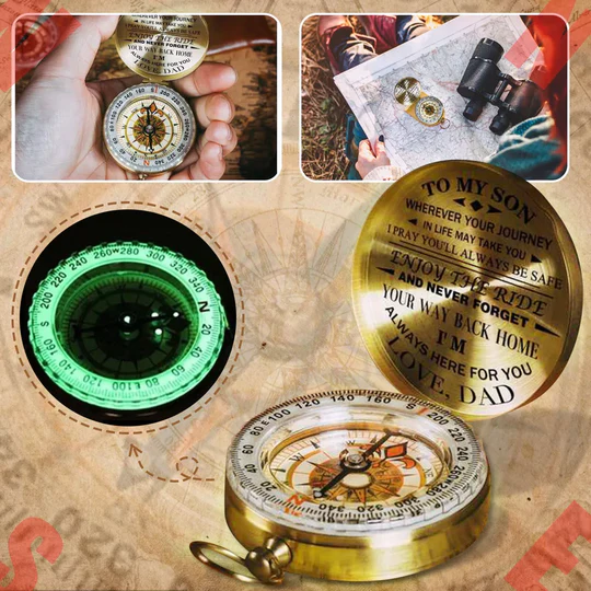 BowLift | Dad To Son - Enjoy The Ride - Compass Lettering Multi-Function Compass