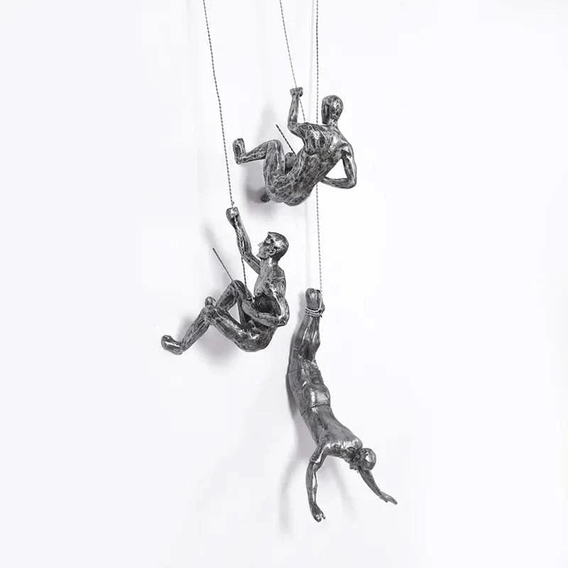 BowLift | Climbing Man Wall Sculpture Set – Modern Resin Art
