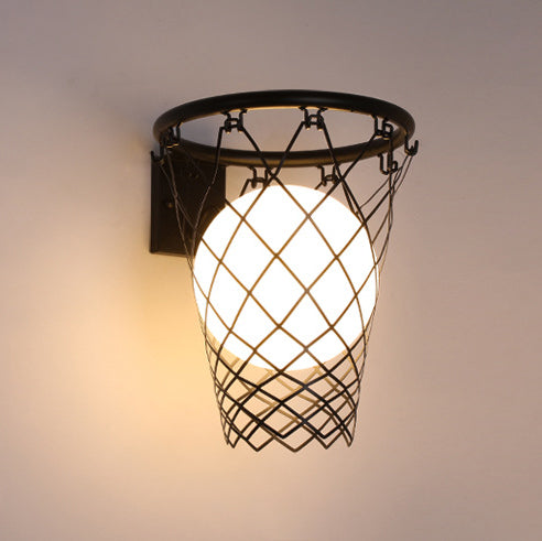 BowLift | Slamora Children's Wall Light | Basketball Hoop Design | Glass & Metal | Art Deco Style | Bedroom Light