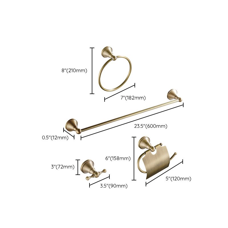 BowLift | Metal Bathroom Set 4-Piece Traditional Style Gold Bathroom Hardware Set
