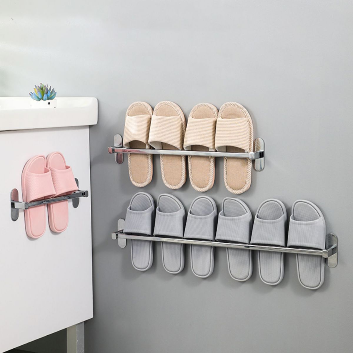 BowLift | 2-Piece Stainless Steel Slip Resistant Modern Chrome Bathroom Hardware Set