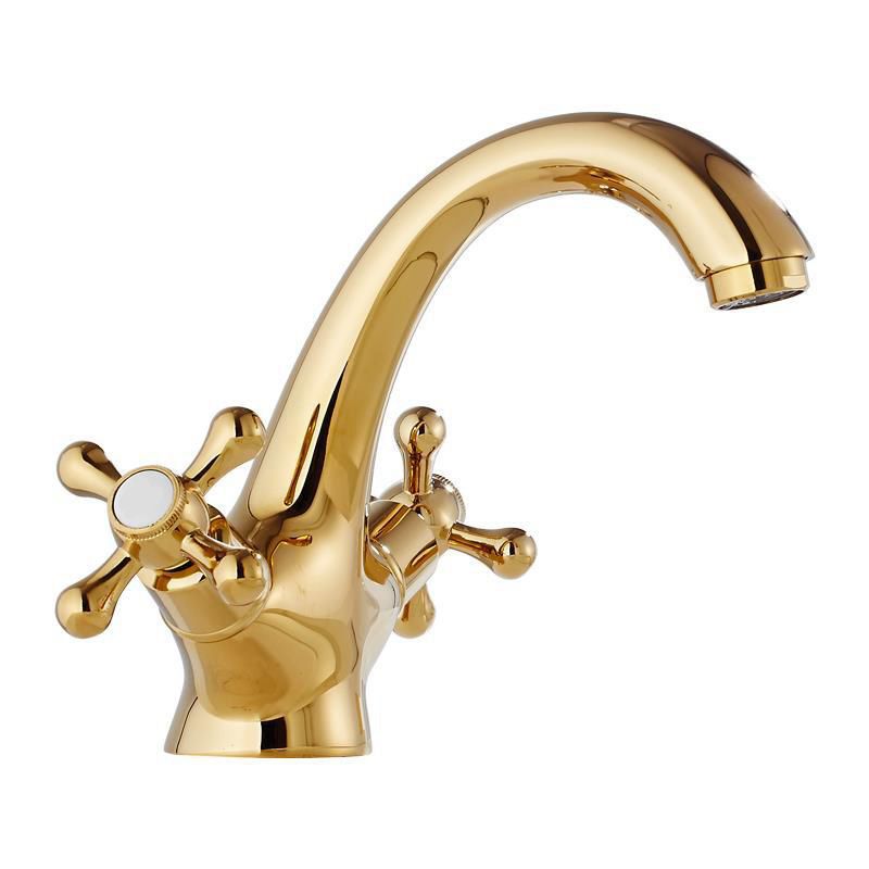 BowLift | Centered Basin Mixer Single Hole Bathroom Faucet with 2 Cross Handles