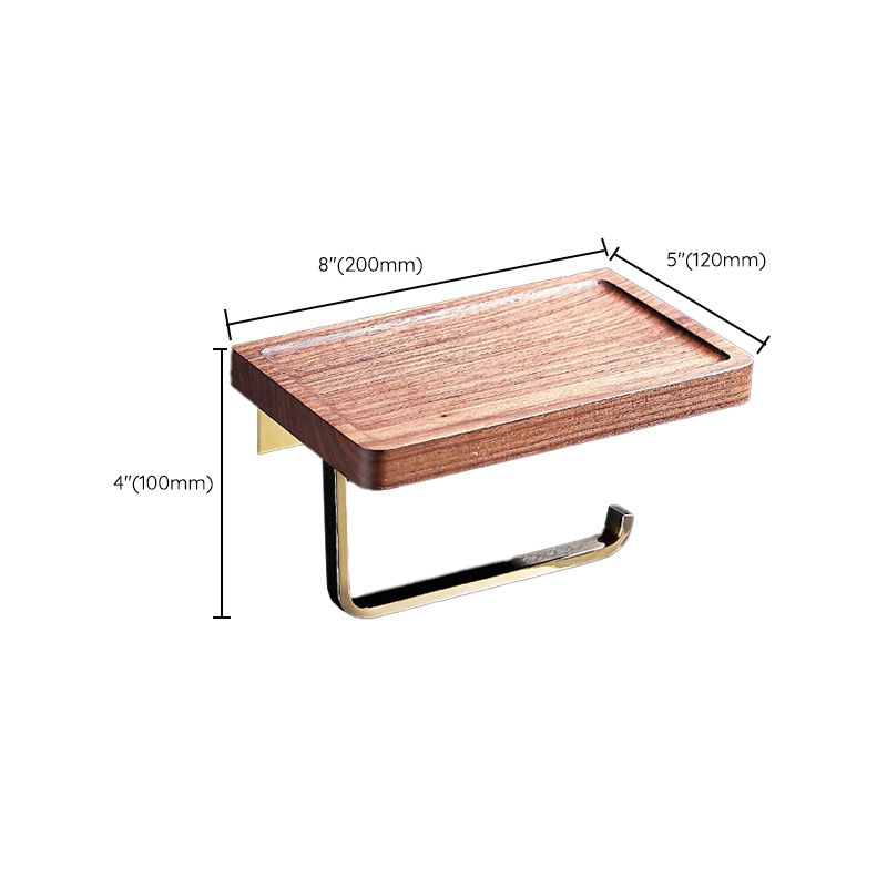 BowLift | Polished Brass Bathroom Hardware Set Metal & Wood Bathroom Set with Bath Shelf/Towel Bar